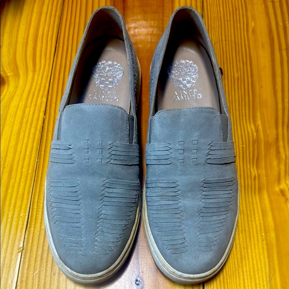 Vince Camuto Gray Suede Loafers Slip-Ons